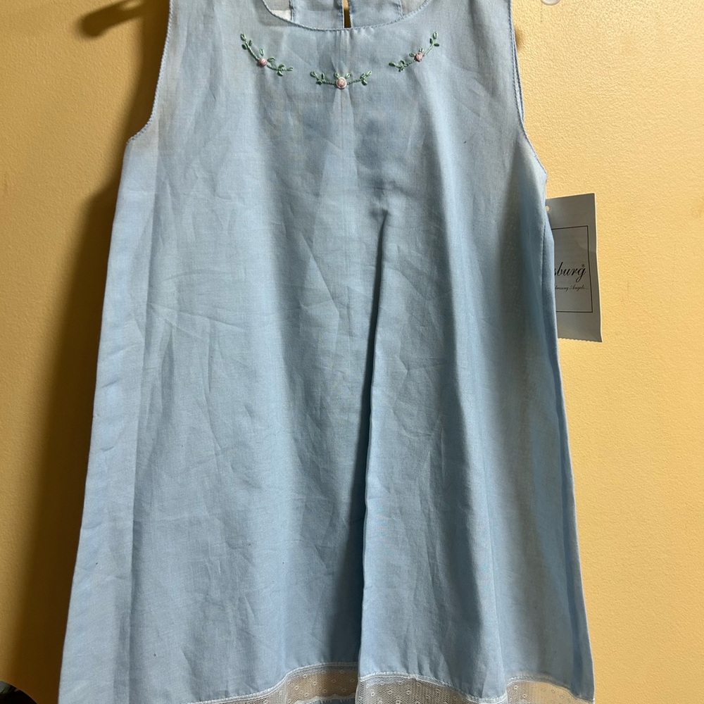Vintage Strasburg Sky Blue Sleeveless Dress